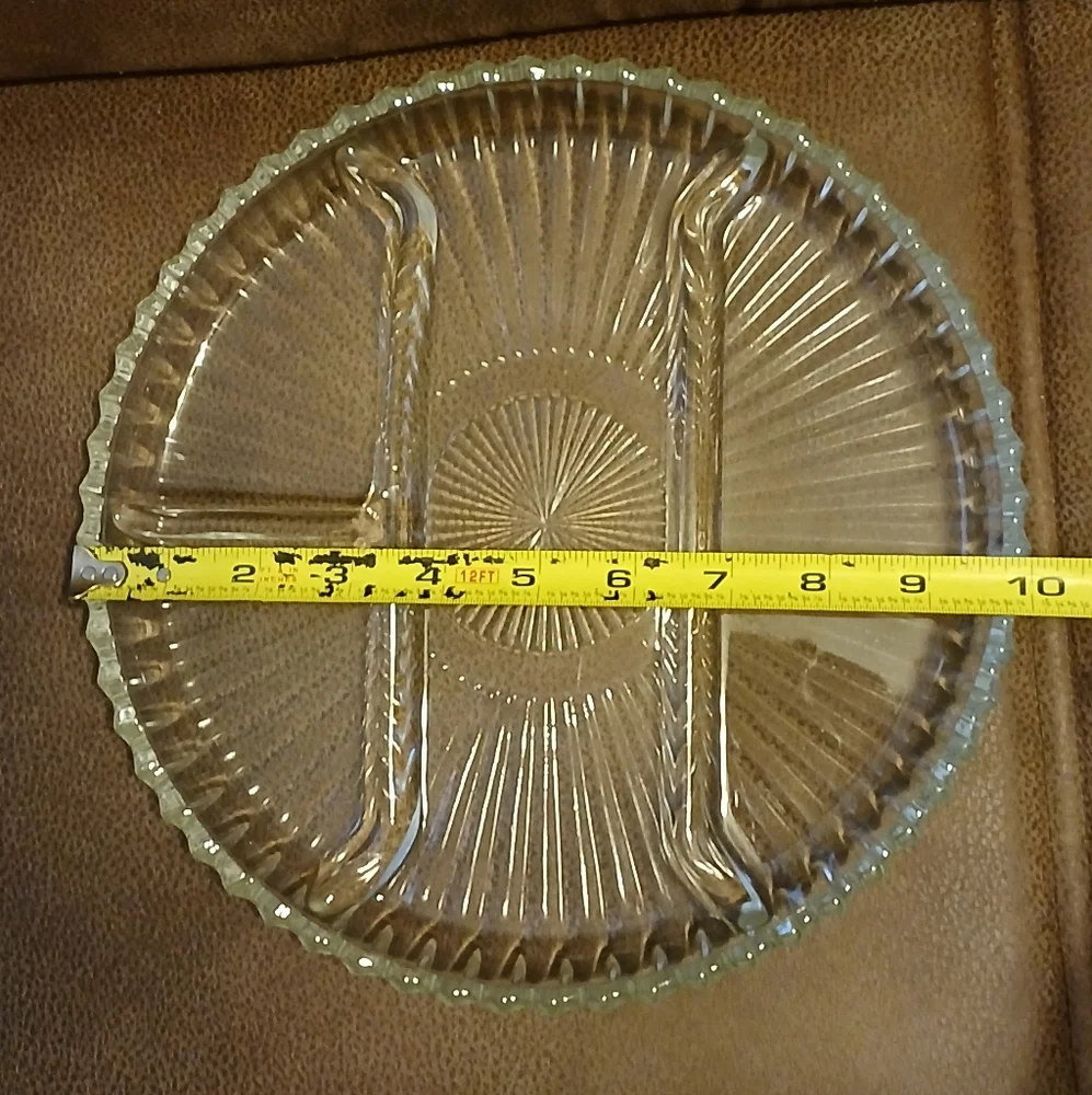 Vintage Elegant Clear Glass Divided Serving Platter Relish Tray